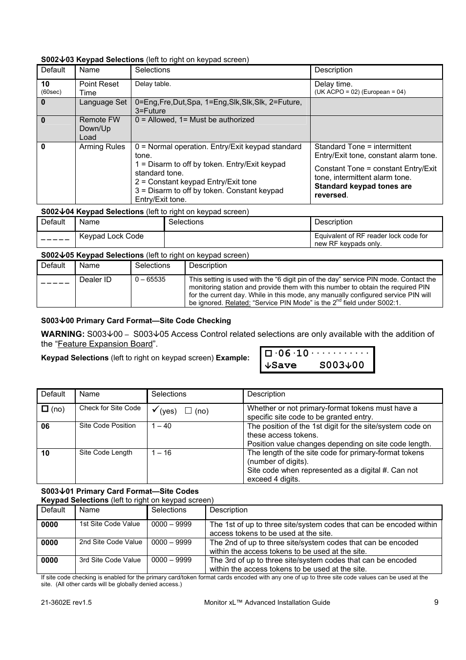 Save s003 | Interlogix Monitor XL Advanced Installation Guide User Manual | Page 15 / 76