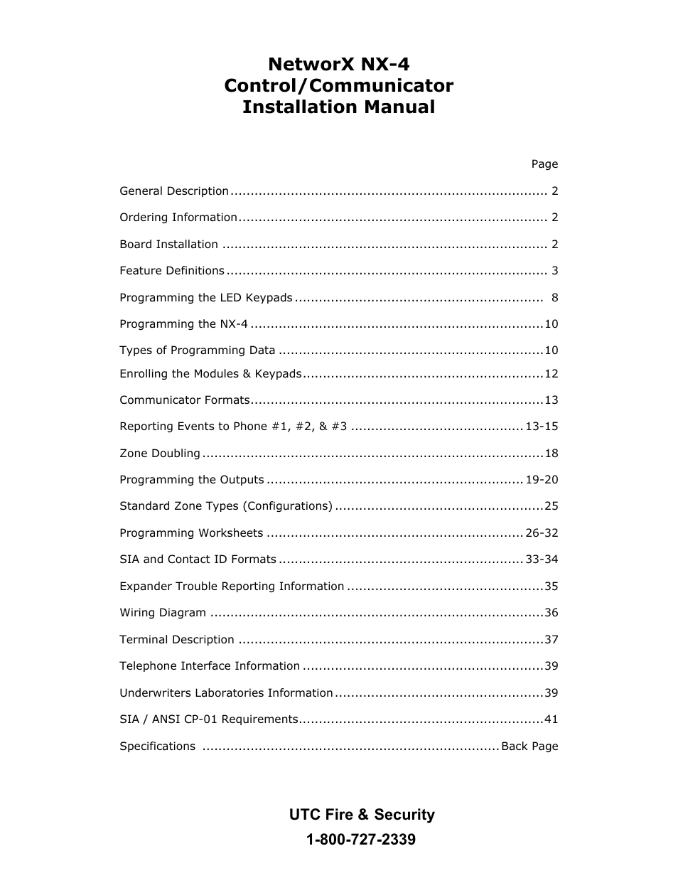 Interlogix NX-4 User Manual | Page 3 / 44