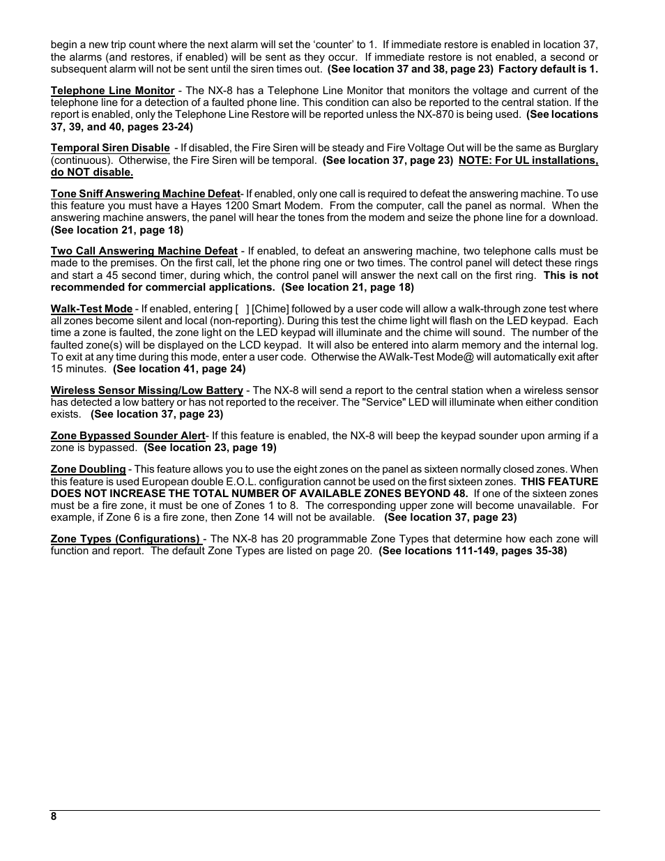Interlogix NX-8 User Manual | Page 8 / 61