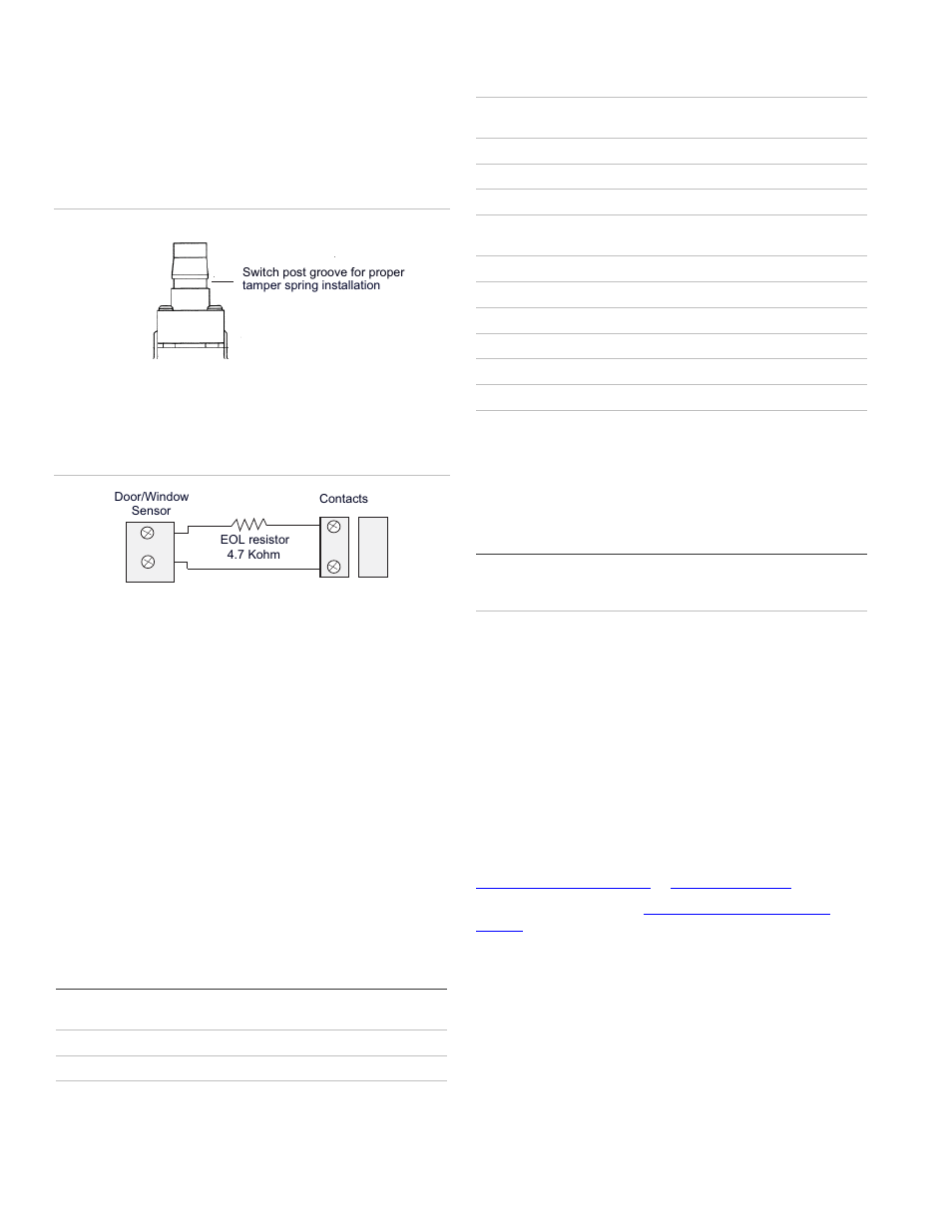 Tamper (cover/external contact), Open (reed switch/external contact), Specifications | Regulatory information, Contact information | Interlogix 319.5 Crystal MaxLife Door User Manual | Page 4 / 4