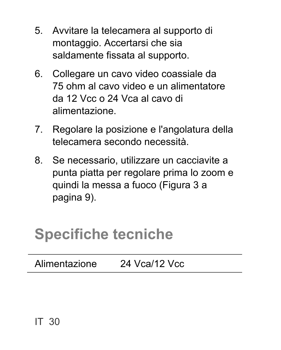 Specifiche tecniche | Interlogix TVC-BIR6-MR-HR User Manual | Page 32 / 60