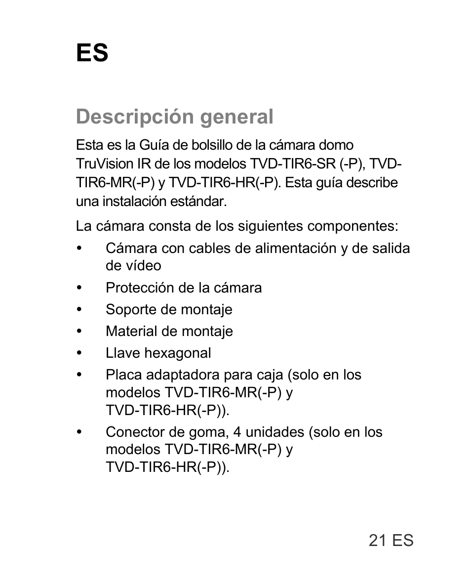 Descripción general | Interlogix TVD-TIR6 User Manual | Page 23 / 76