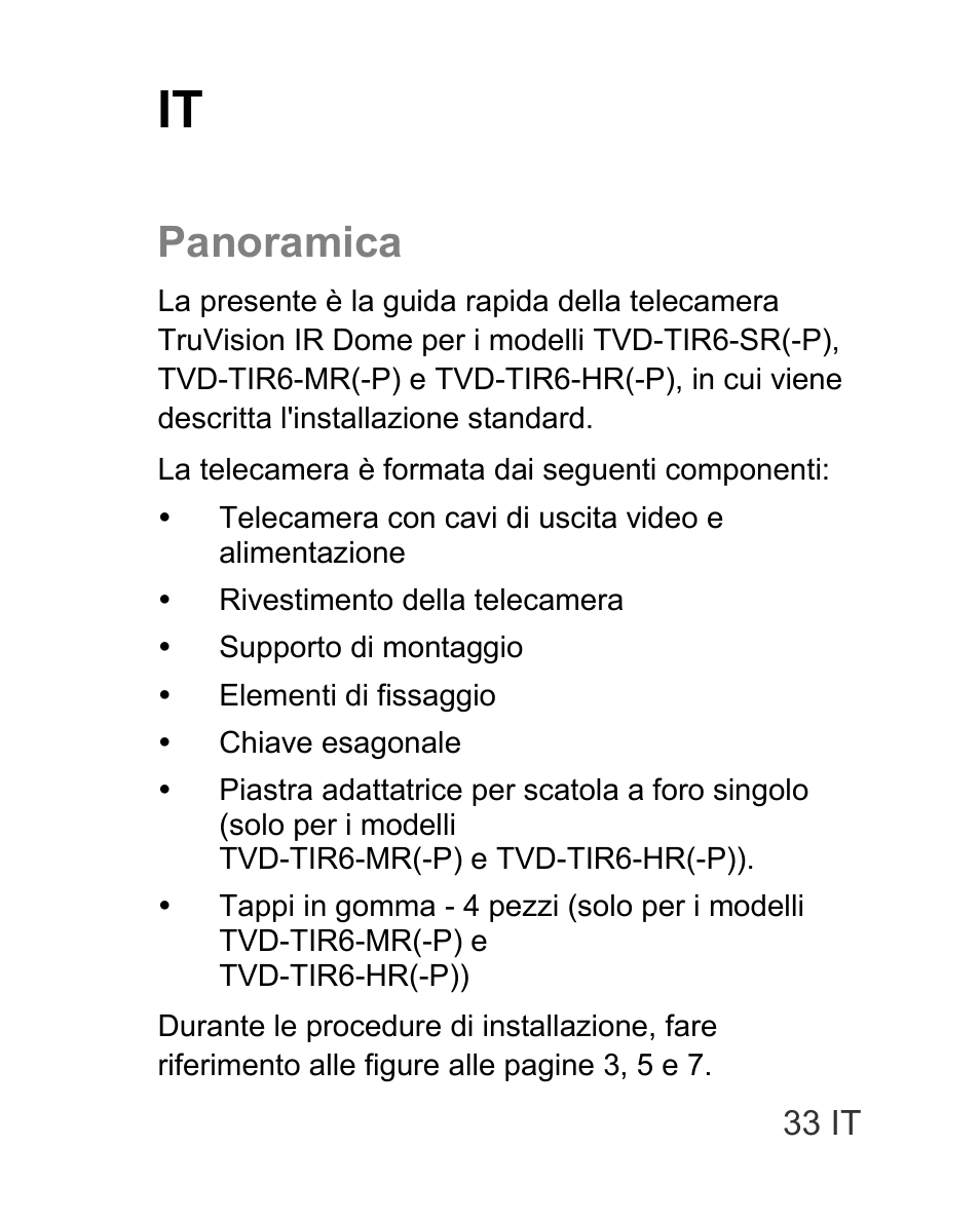 Panoramica | Interlogix TVD-TIR6 User Manual | Page 35 / 76
