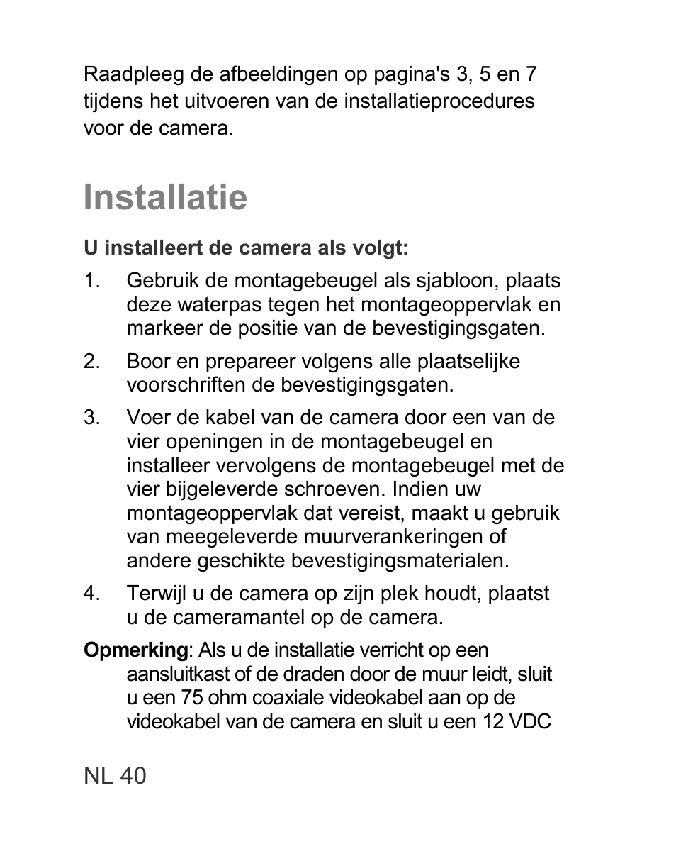Installatie | Interlogix TVD-TIR6 User Manual | Page 42 / 76