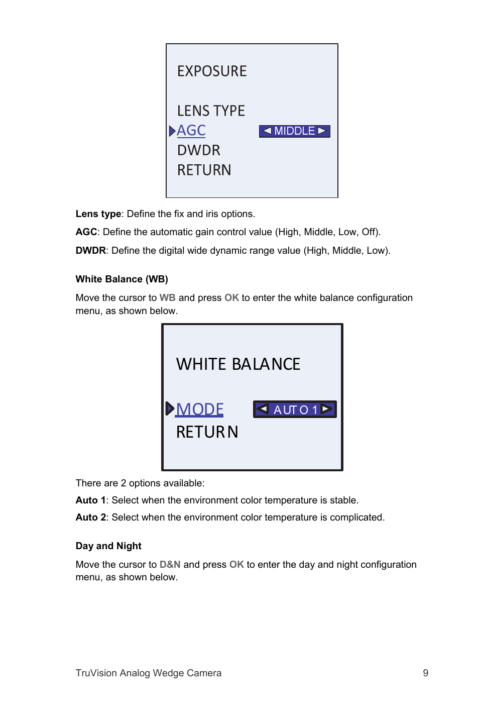 White balance mode return | Interlogix TVW-2101 User Manual User Manual | Page 9 / 12