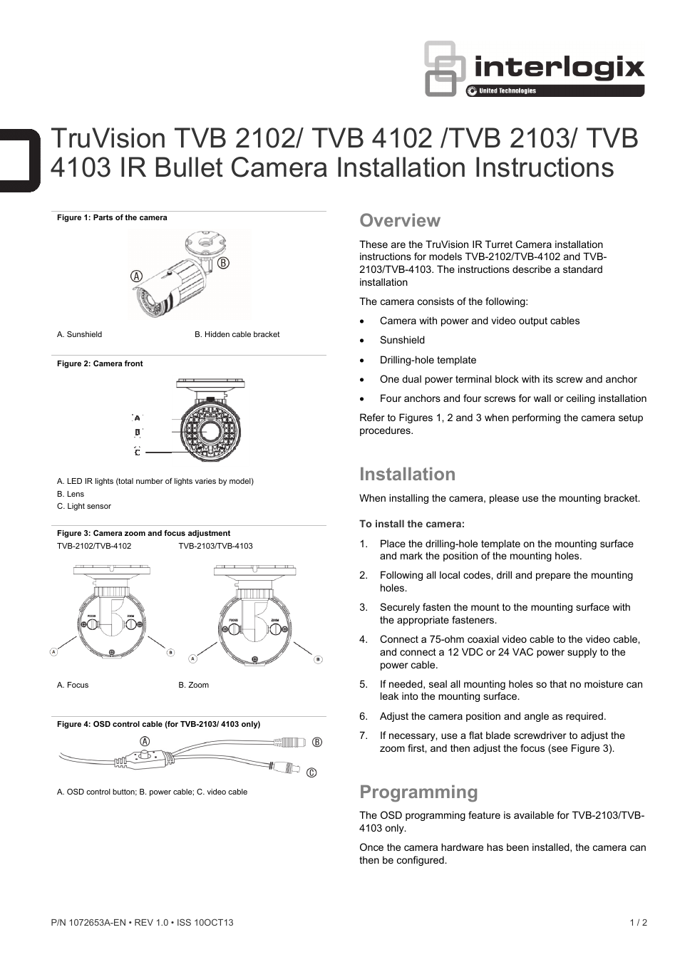 Interlogix TVB 4103 User Manual | 2 pages