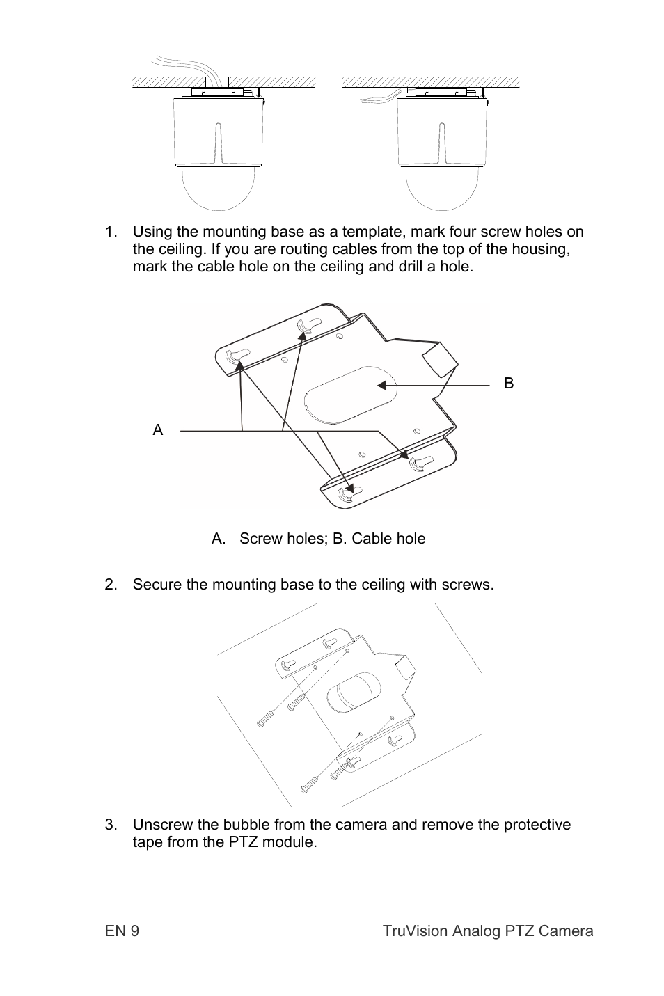Interlogix TruVision 960H Premium Resolution Series PTZ Cameras Installation Manual User Manual | Page 9 / 16