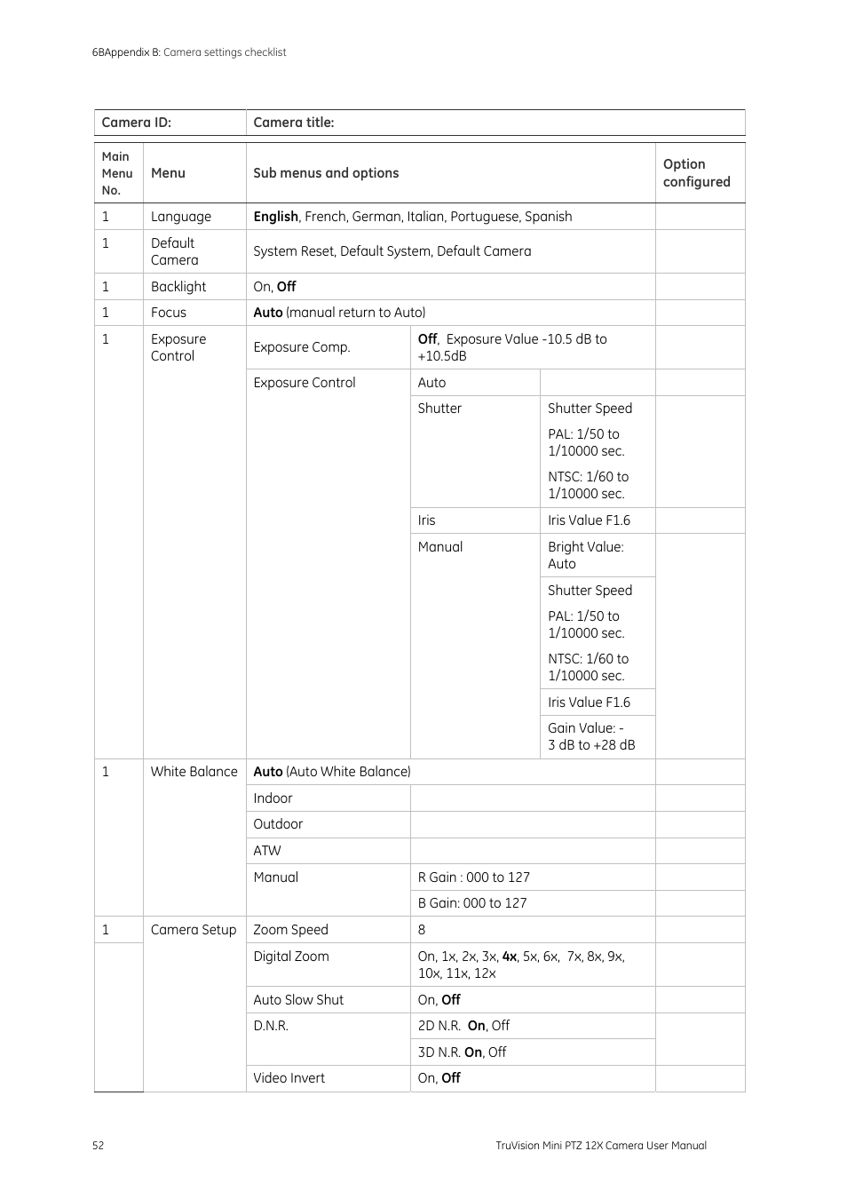 Interlogix TruVision PTZ Mini 12X User Manual User Manual | Page 56 / 65