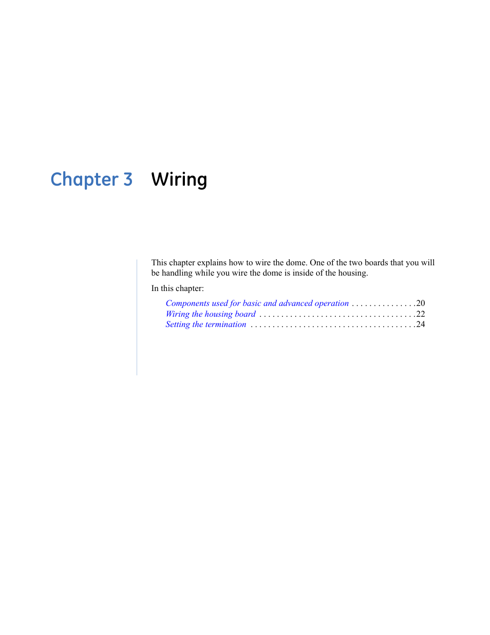 Chapter 3 wiring, Chapter 3. wiring, Wer cables. see | Wiring | Interlogix UltraView PTZ Dome Series User Manual | Page 27 / 64