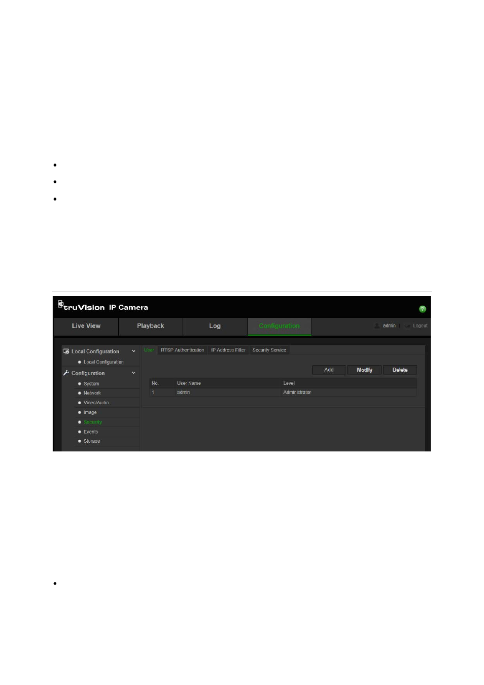 Camera management, User management | Interlogix TruVision Intelligent IP Dome Configuration Manual User Manual | Page 55 / 72