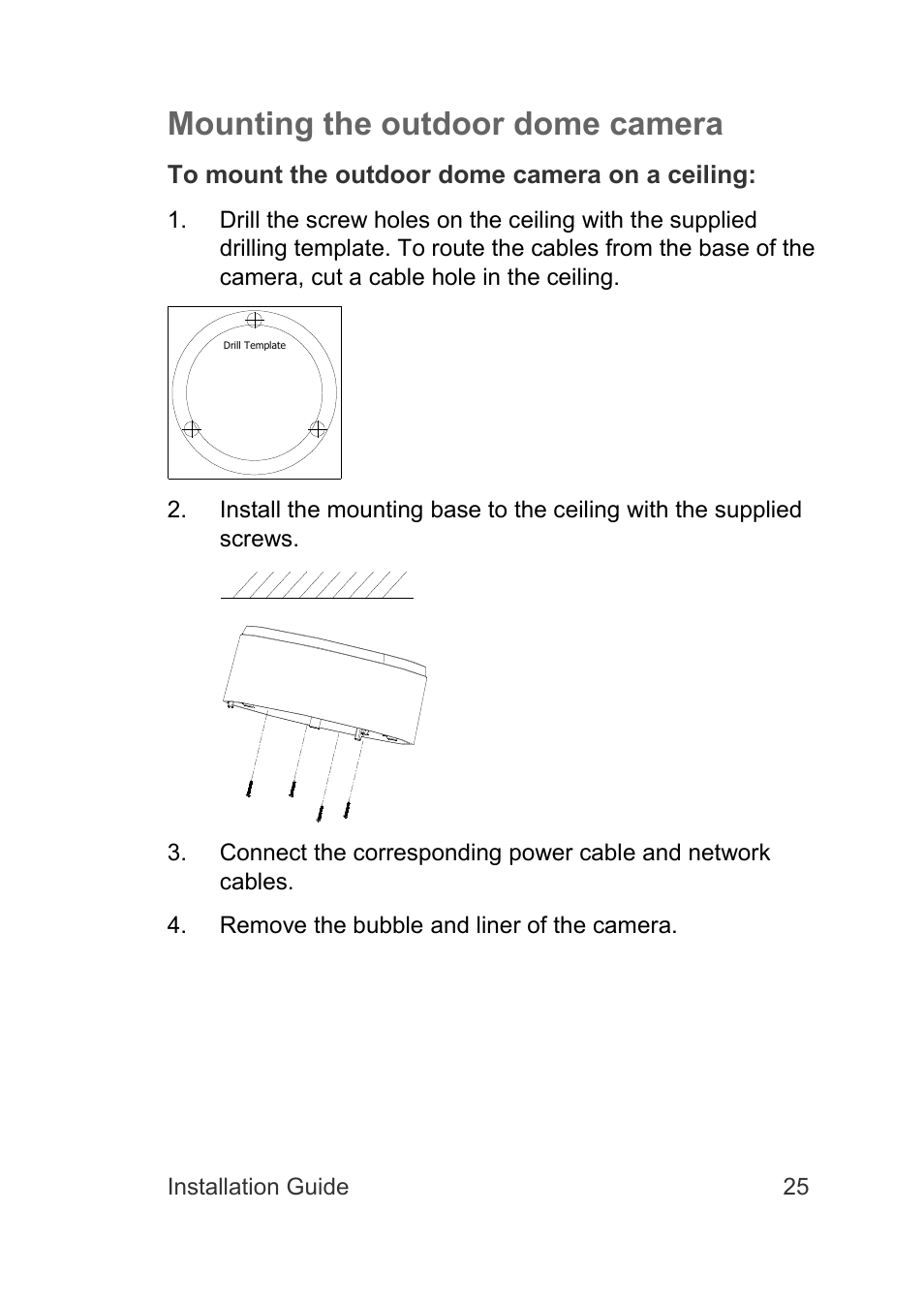 Mounting the outdoor dome camera | Interlogix TruVision Intelligent IP Dome Installation Manual User Manual | Page 29 / 40