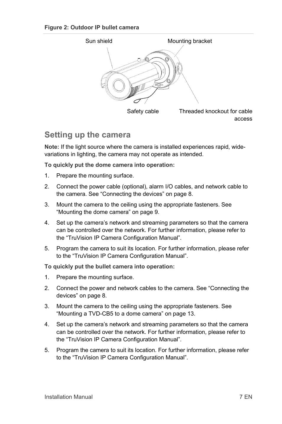 Setting up the camera | Interlogix TruVision IP Open Standards Outdoor Cameras Installation Manual User Manual | Page 7 / 20