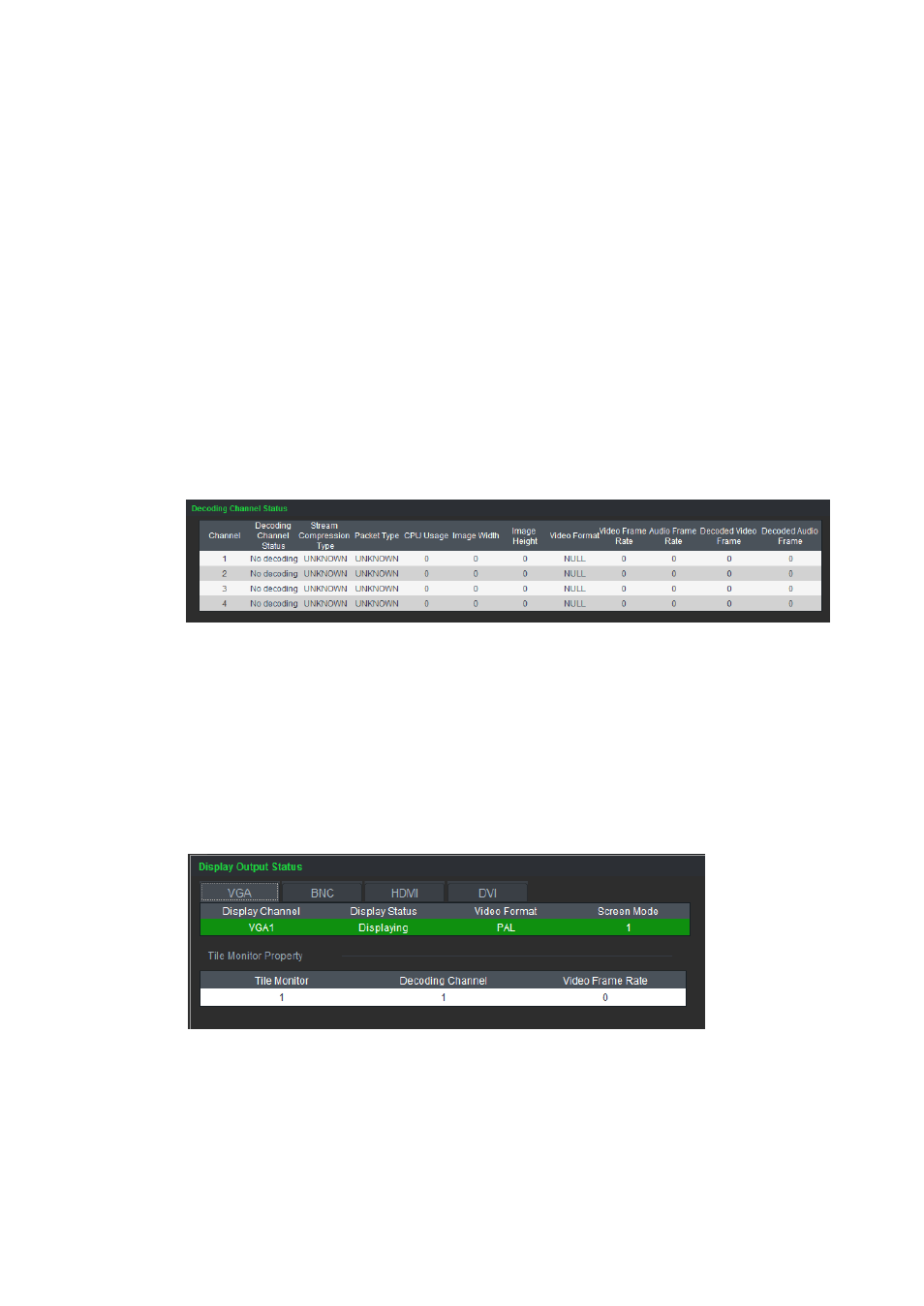 Check decoding channel status, Check display channel status | Interlogix TVE-DEC10 User Manual | Page 21 / 32