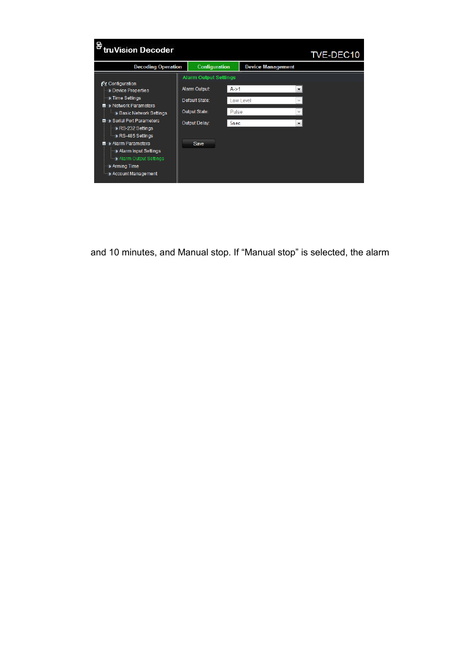 Serial ports, Arming time | Interlogix TVE-DEC10 User Manual | Page 27 / 32