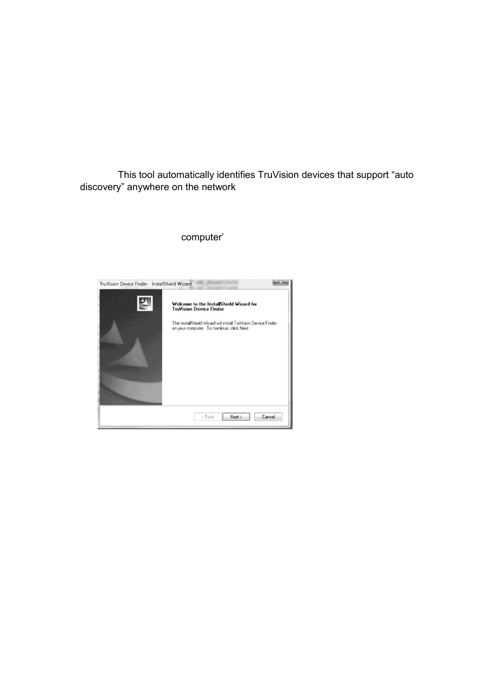 Network settings 5, Truvision device finder 5, Network settings | Truvision device finder | Interlogix TVE Series User Manual | Page 9 / 50