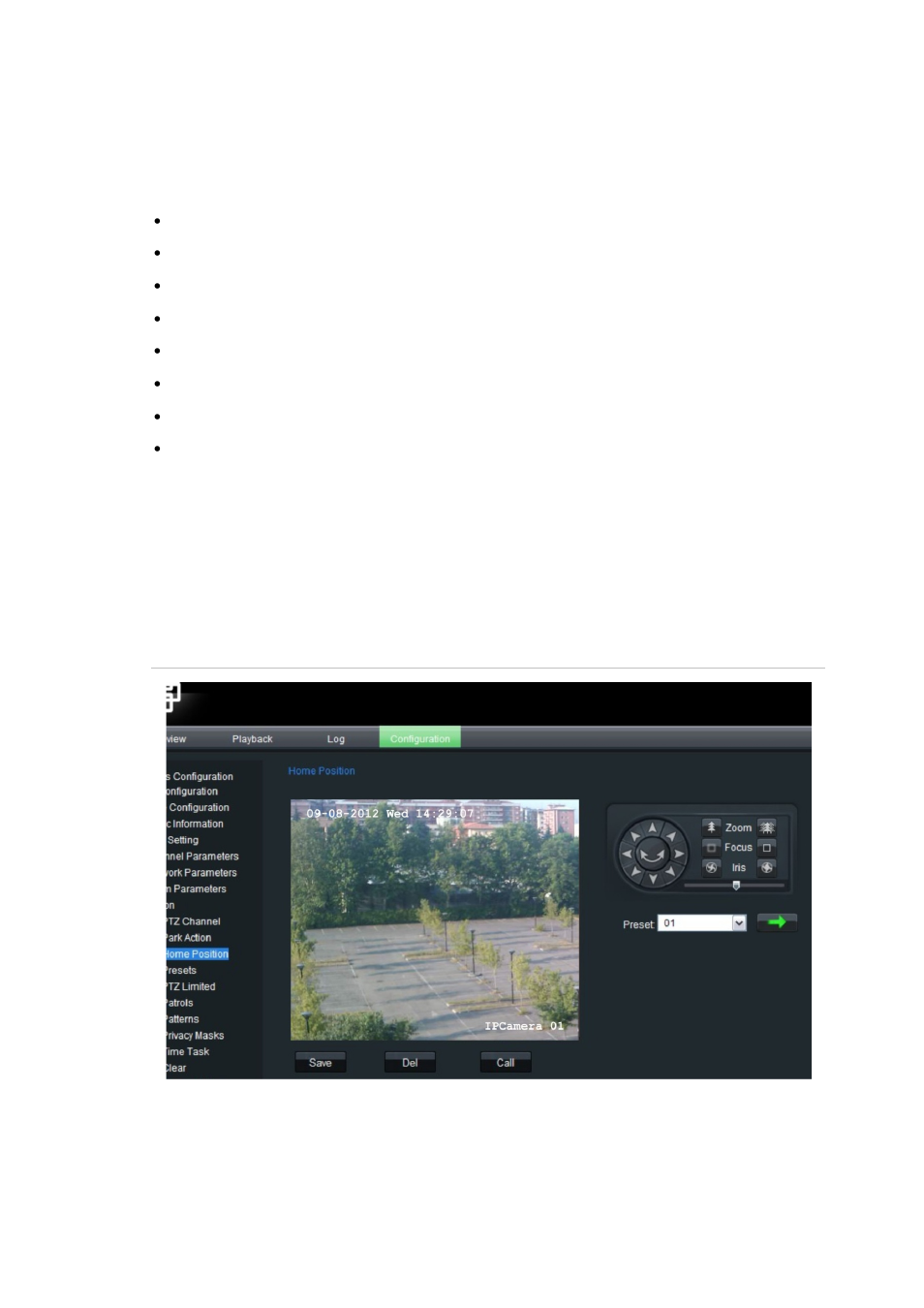 Park action, Home preset position | Interlogix UltraView IP PTZ 36X Camera User Manual User Manual | Page 43 / 86