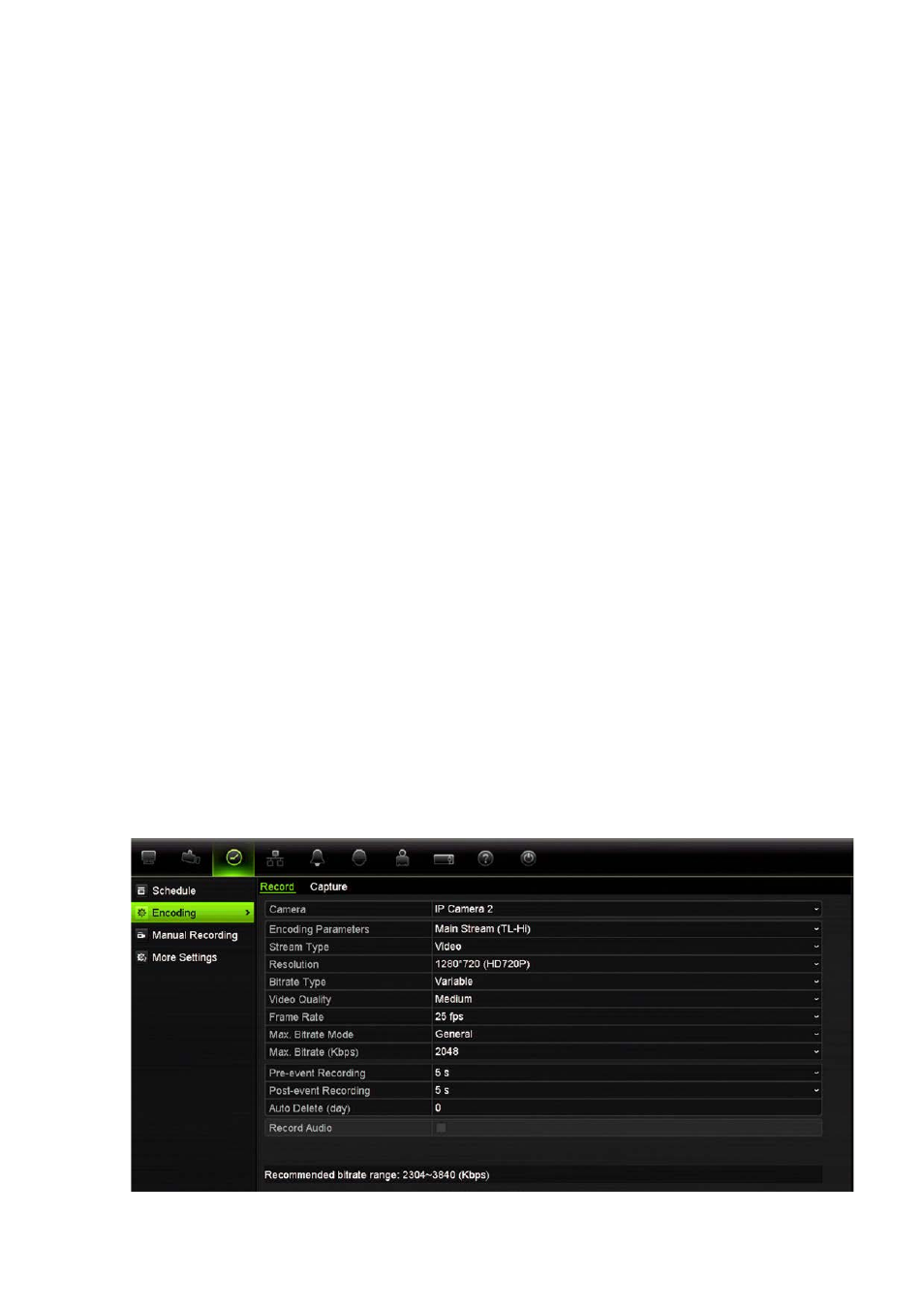 Chapter 5 recording settings, Configuring recording settings | Interlogix TruVision NVR 10 User Manual User Manual | Page 31 / 160