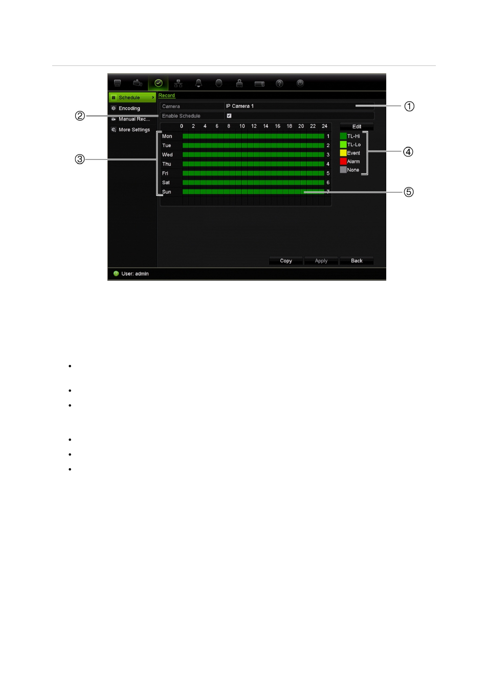 Daily schedules | Interlogix TruVision NVR 10 User Manual User Manual | Page 34 / 160