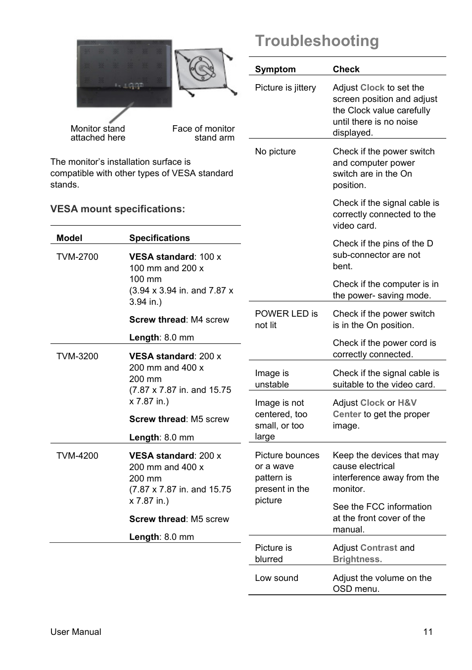 Troubleshooting | Interlogix TVM-4200 User Manual | Page 13 / 20