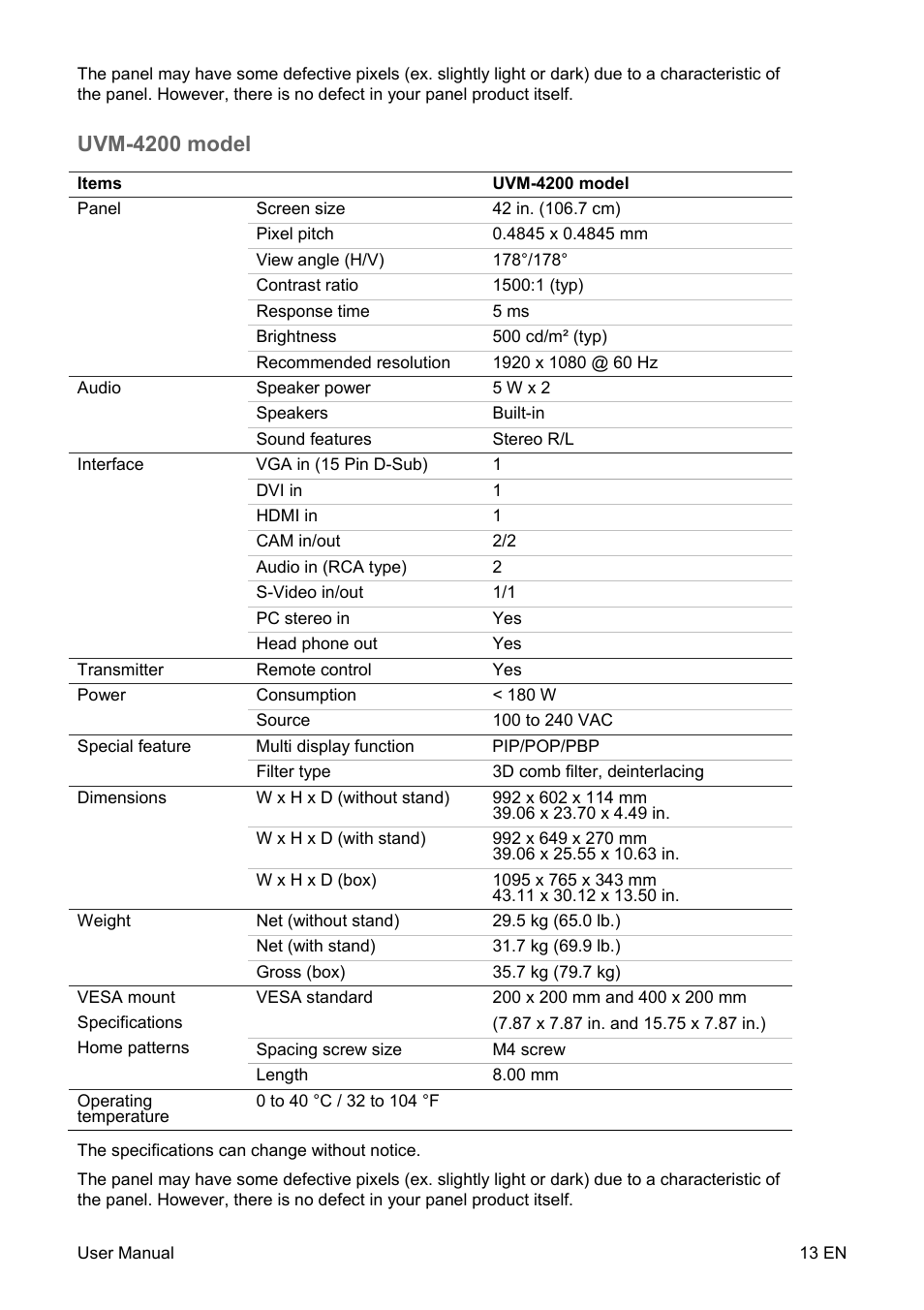 Uvm-4200 model | Interlogix UVM-4200 User Manual | Page 15 / 20