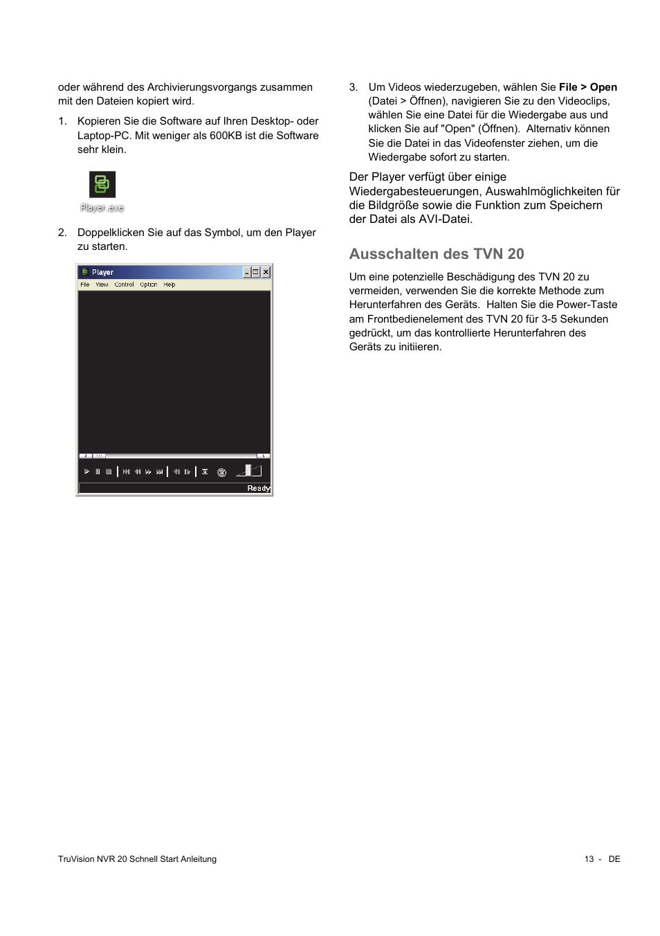 Ausschalten des tvn 20 | Interlogix NVR 20 Quick Start User Manual | Page 27 / 84