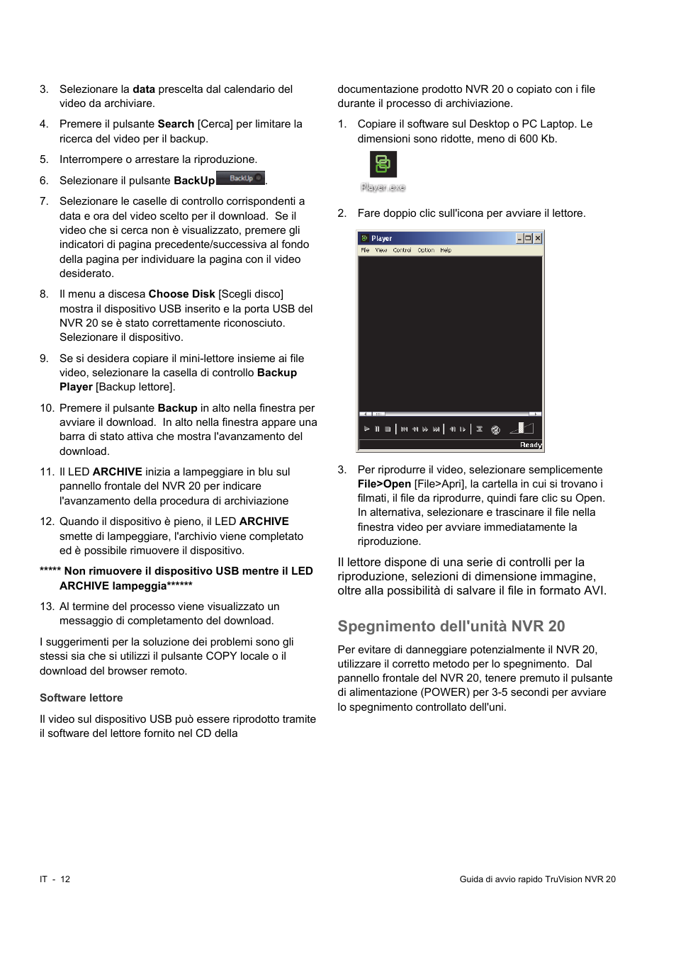 Spegnimento dell'unità nvr 20 | Interlogix NVR 20 Quick Start User Manual | Page 68 / 84