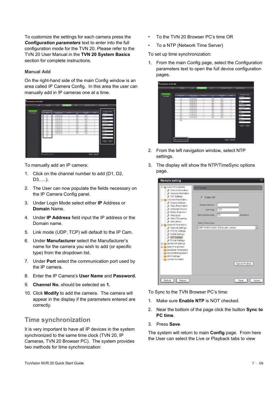 Time synchronization | Interlogix NVR 20 Quick Start User Manual | Page 9 / 84