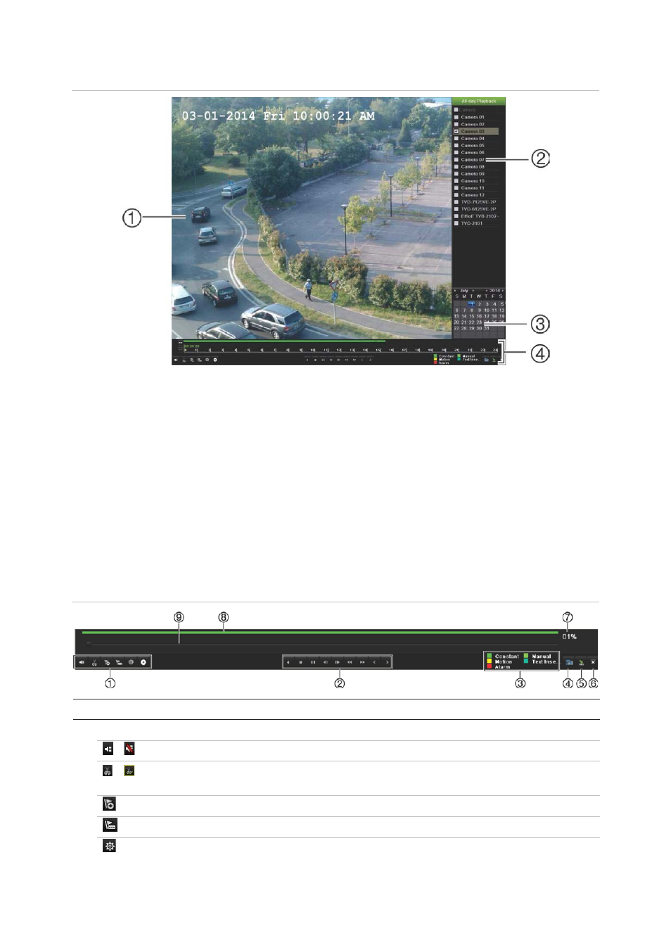 The playback control toolbar | Interlogix NVR 21 (S/P) User Manual User Manual | Page 58 / 180