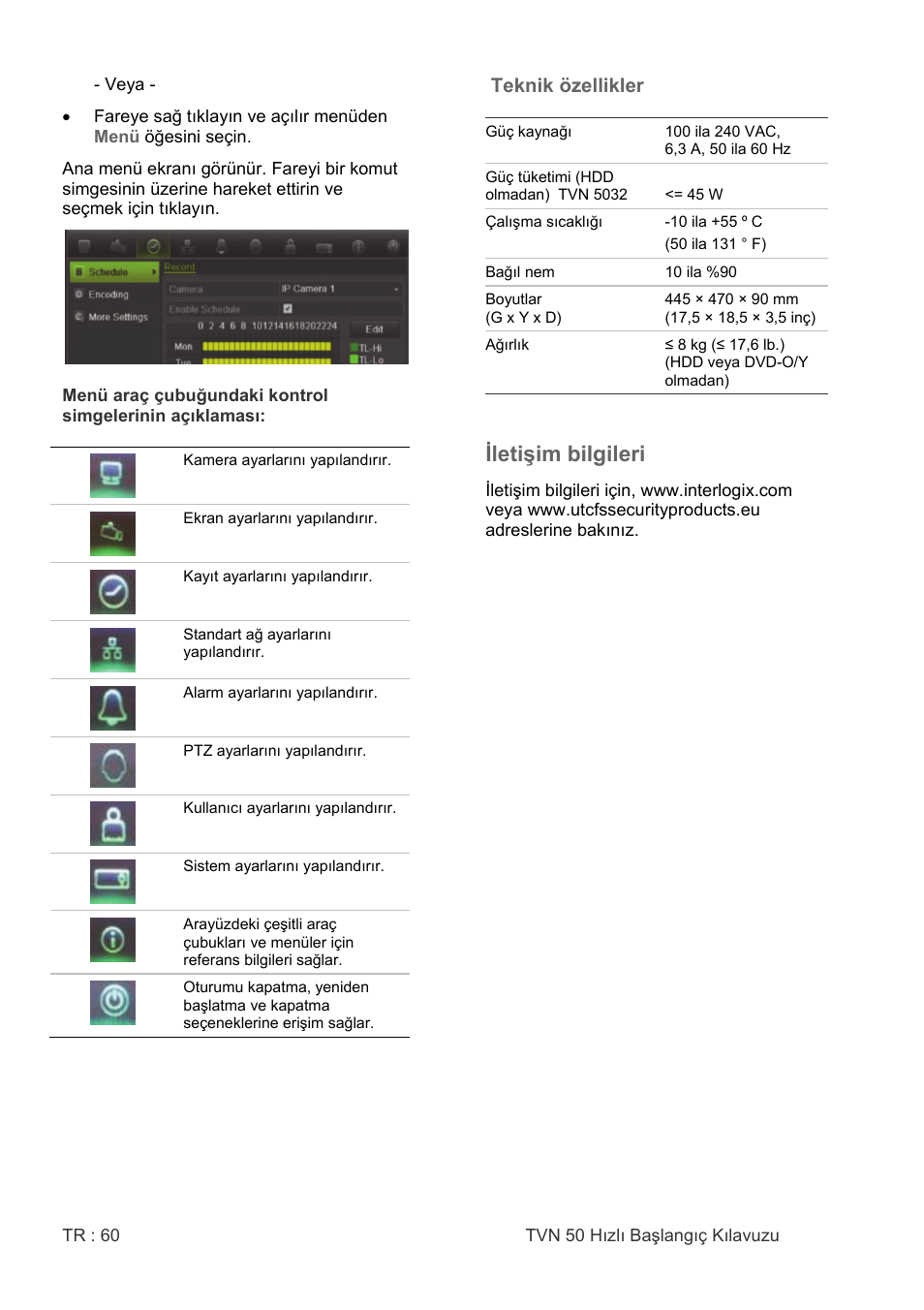 Iletişim bilgileri | Interlogix NVR 50 Quick Start User Manual | Page 62 / 64