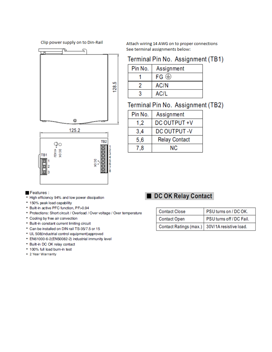 Ps48vdc480w-din | Interlogix 48VDC DIN-Rail User Manual | Page 5 / 11