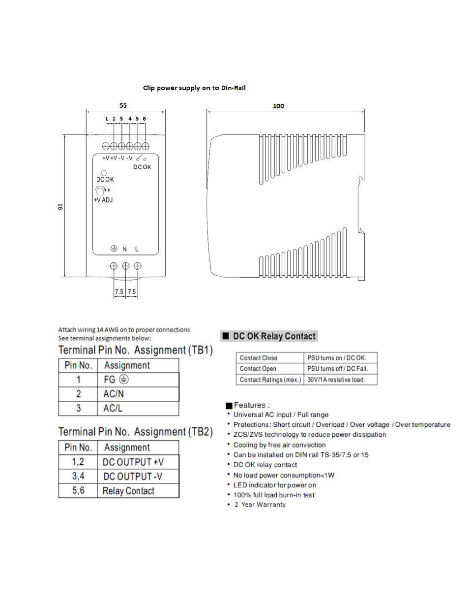 Ps48vdc100w-din | Interlogix 48VDC DIN-Rail User Manual | Page 9 / 11