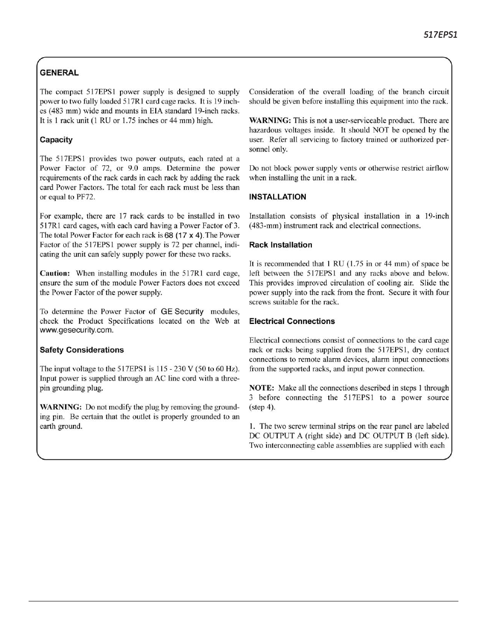 Interlogix 517EPS1 User Manual | Page 2 / 6