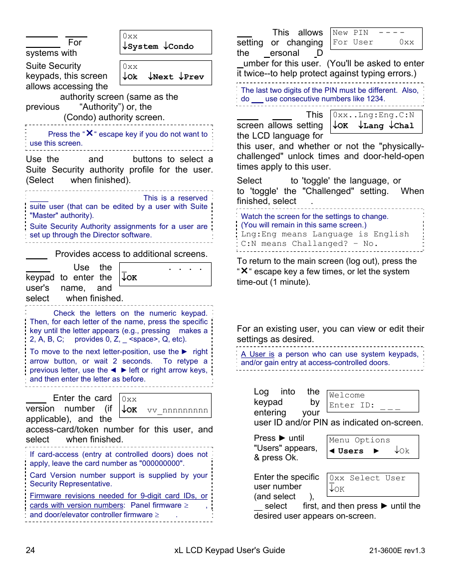 Viewing or changing settings for a user | Interlogix XL LCD Keypad Plus User Guide User Manual | Page 32 / 54
