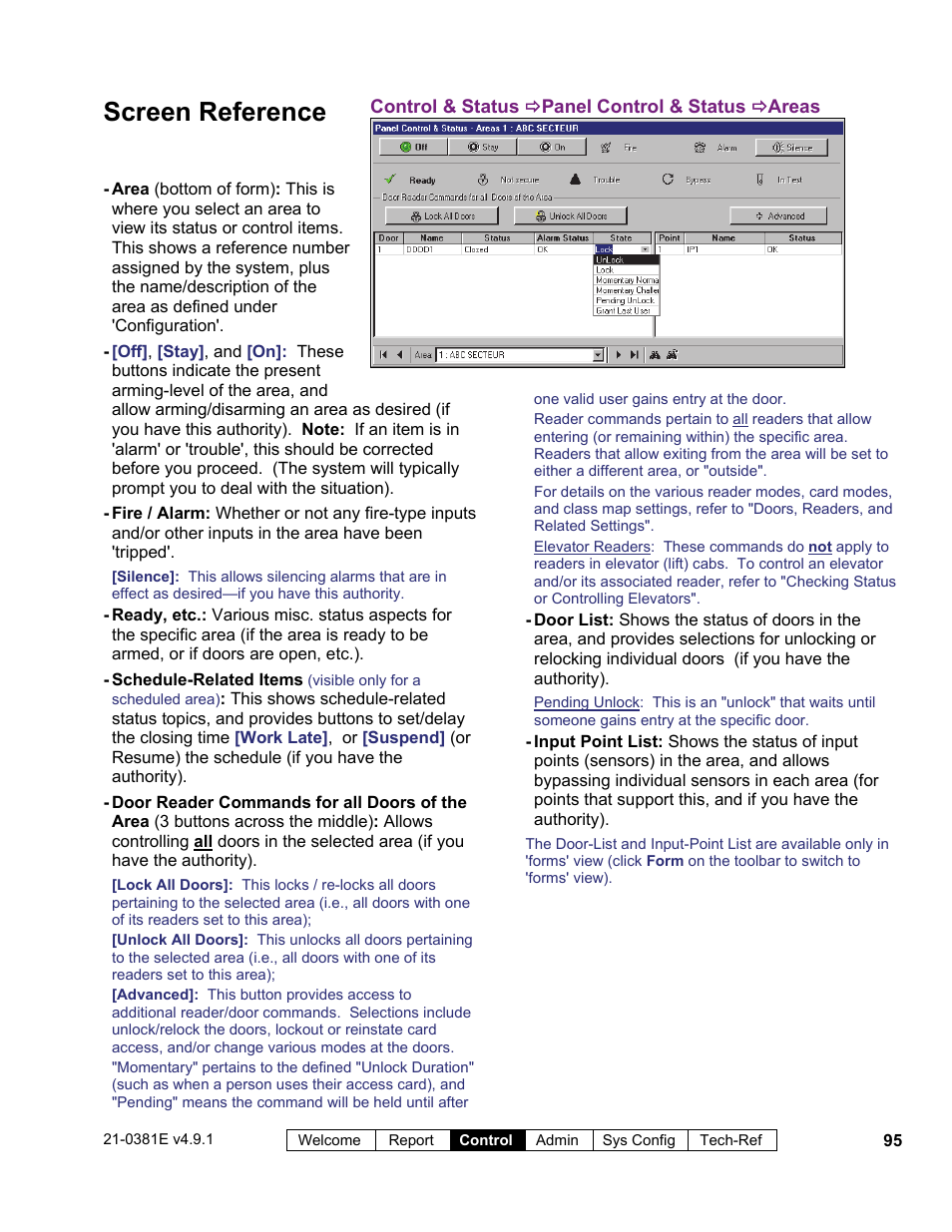 Screen reference | Interlogix VEREX Director User Manual | Page 103 / 383