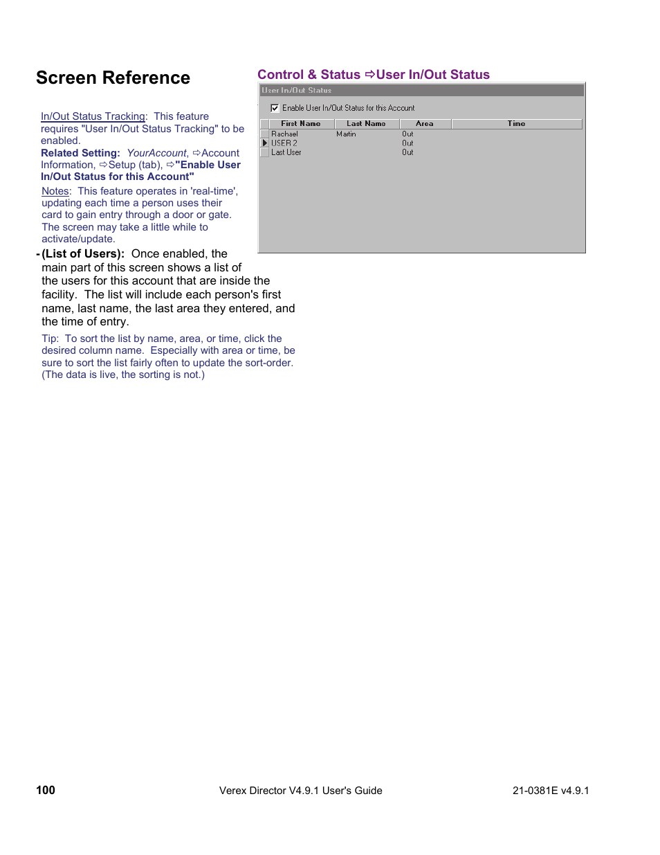 Screen reference | Interlogix VEREX Director User Manual | Page 108 / 383