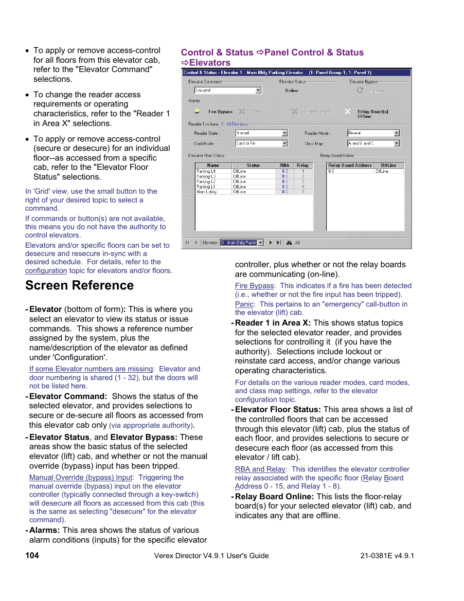 Screen reference | Interlogix VEREX Director User Manual | Page 112 / 383