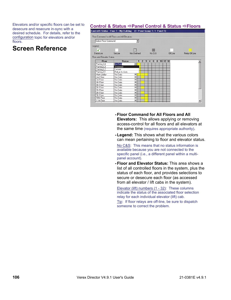 Screen reference | Interlogix VEREX Director User Manual | Page 114 / 383