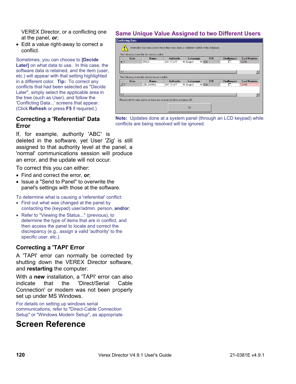 Screen reference | Interlogix VEREX Director User Manual | Page 128 / 383