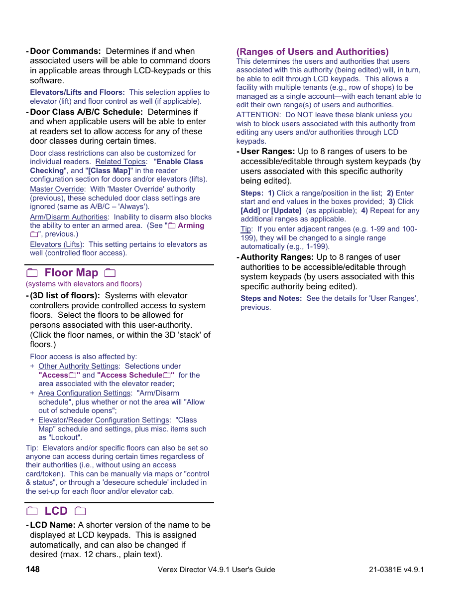Floor map | Interlogix VEREX Director User Manual | Page 156 / 383