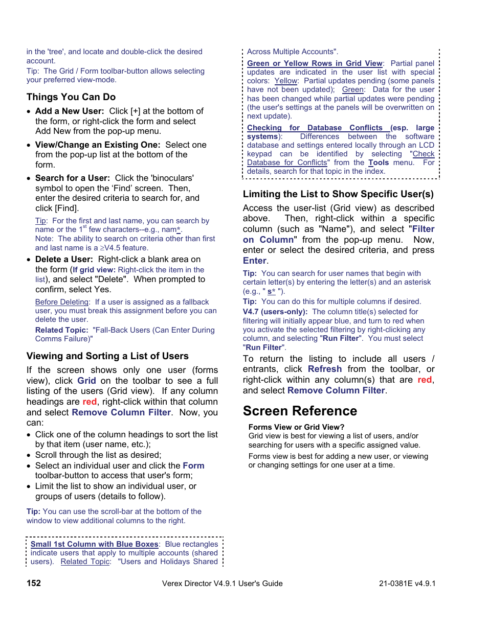 Screen reference | Interlogix VEREX Director User Manual | Page 160 / 383