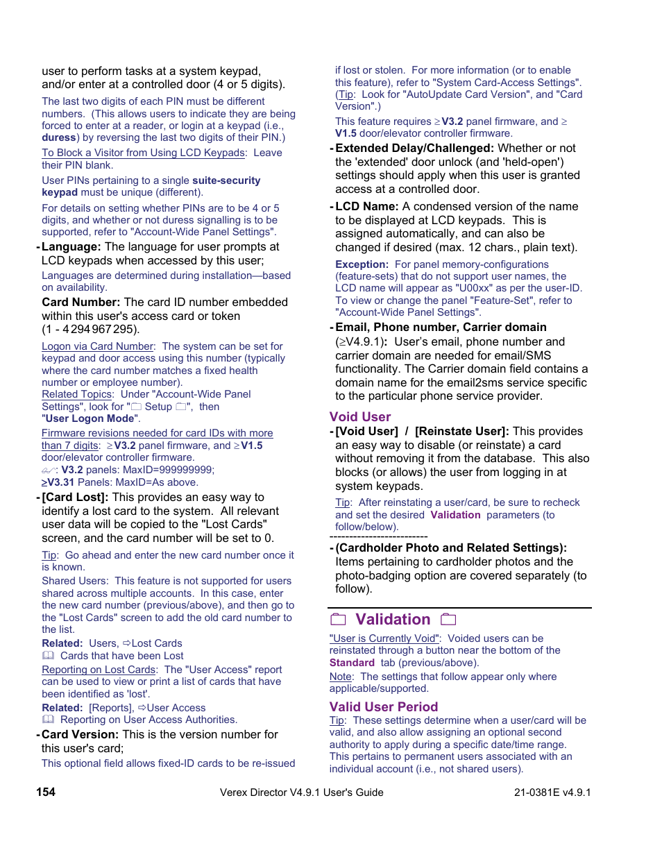 Validation | Interlogix VEREX Director User Manual | Page 162 / 383