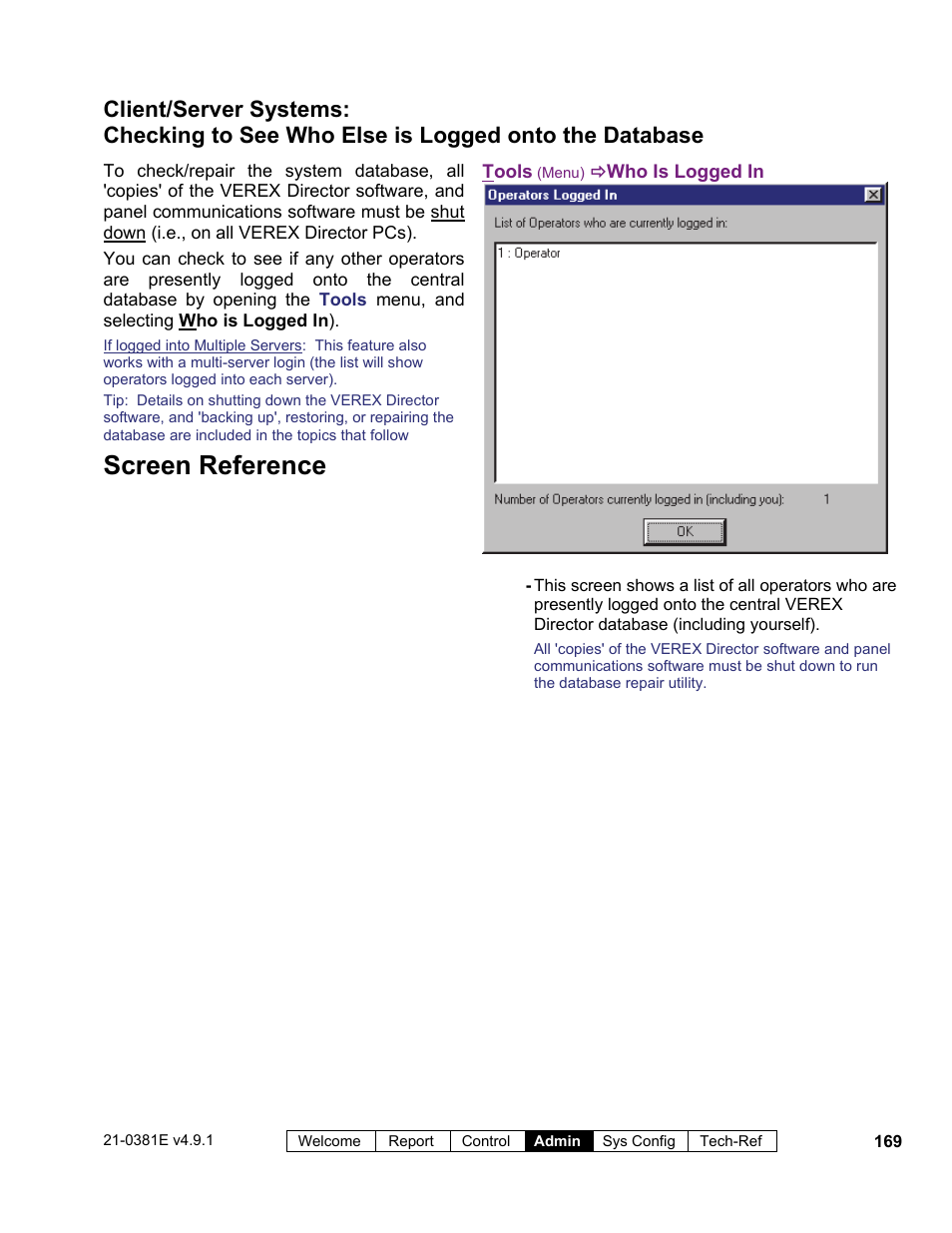 Screen reference | Interlogix VEREX Director User Manual | Page 177 / 383