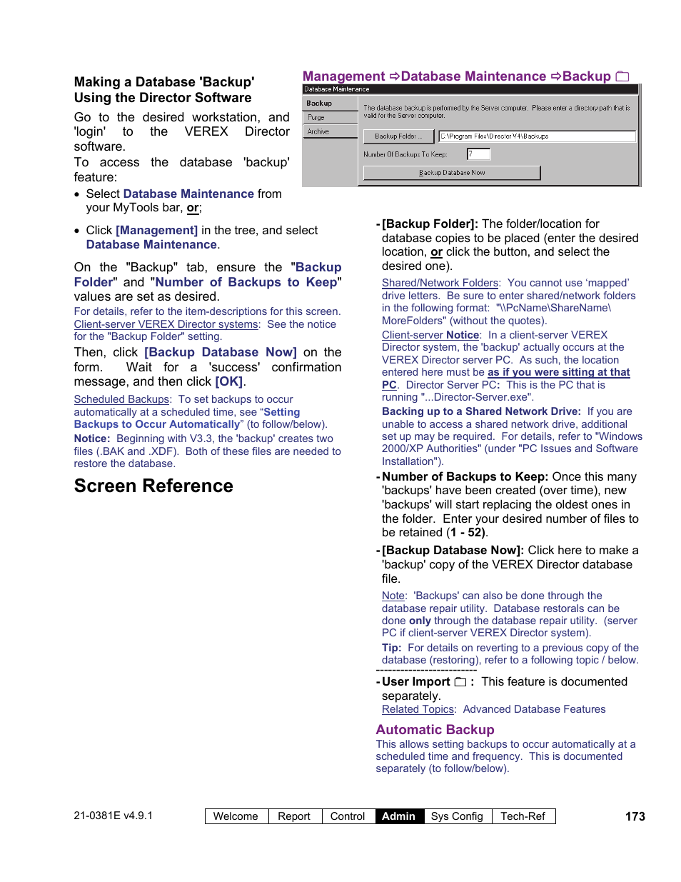 Screen reference | Interlogix VEREX Director User Manual | Page 181 / 383