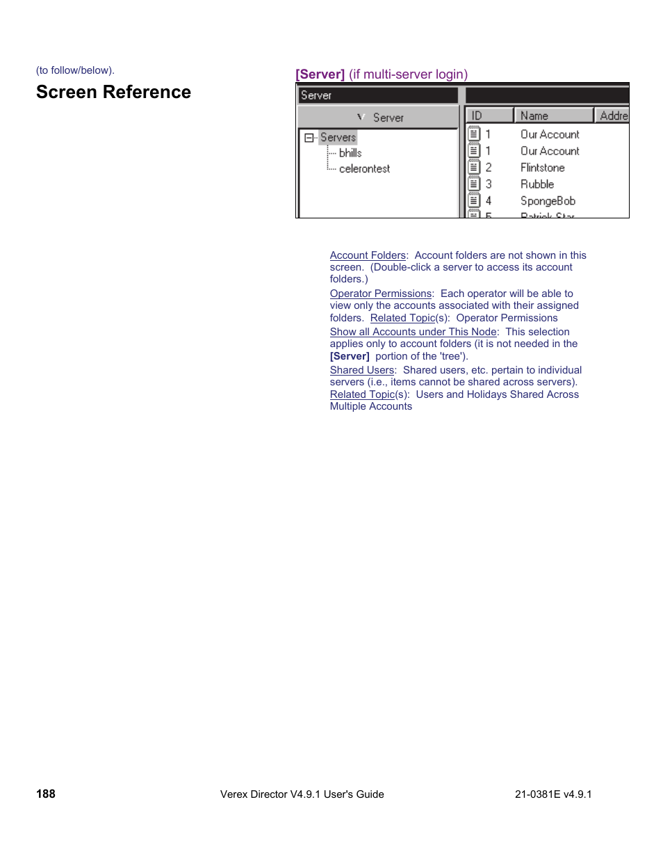 Screen reference | Interlogix VEREX Director User Manual | Page 196 / 383