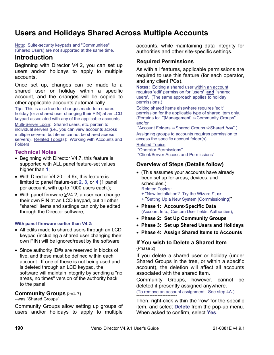 Users and holidays shared across multiple accounts, Introduction | Interlogix VEREX Director User Manual | Page 198 / 383