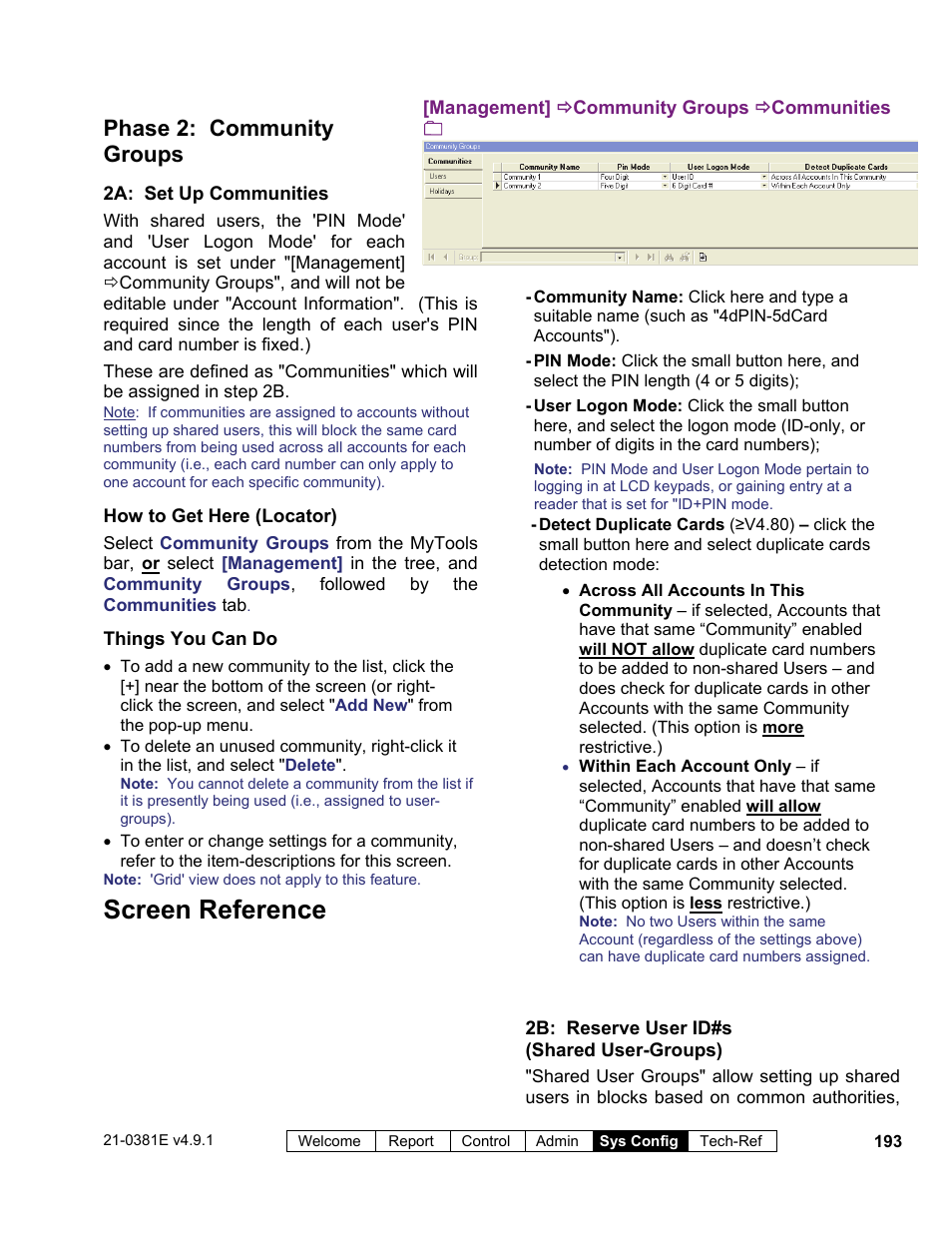 Screen reference, Phase 2: community groups | Interlogix VEREX Director User Manual | Page 201 / 383