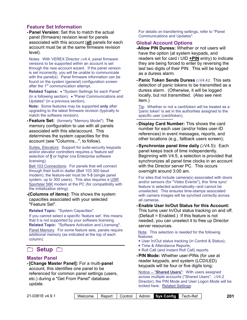 Setup | Interlogix VEREX Director User Manual | Page 209 / 383