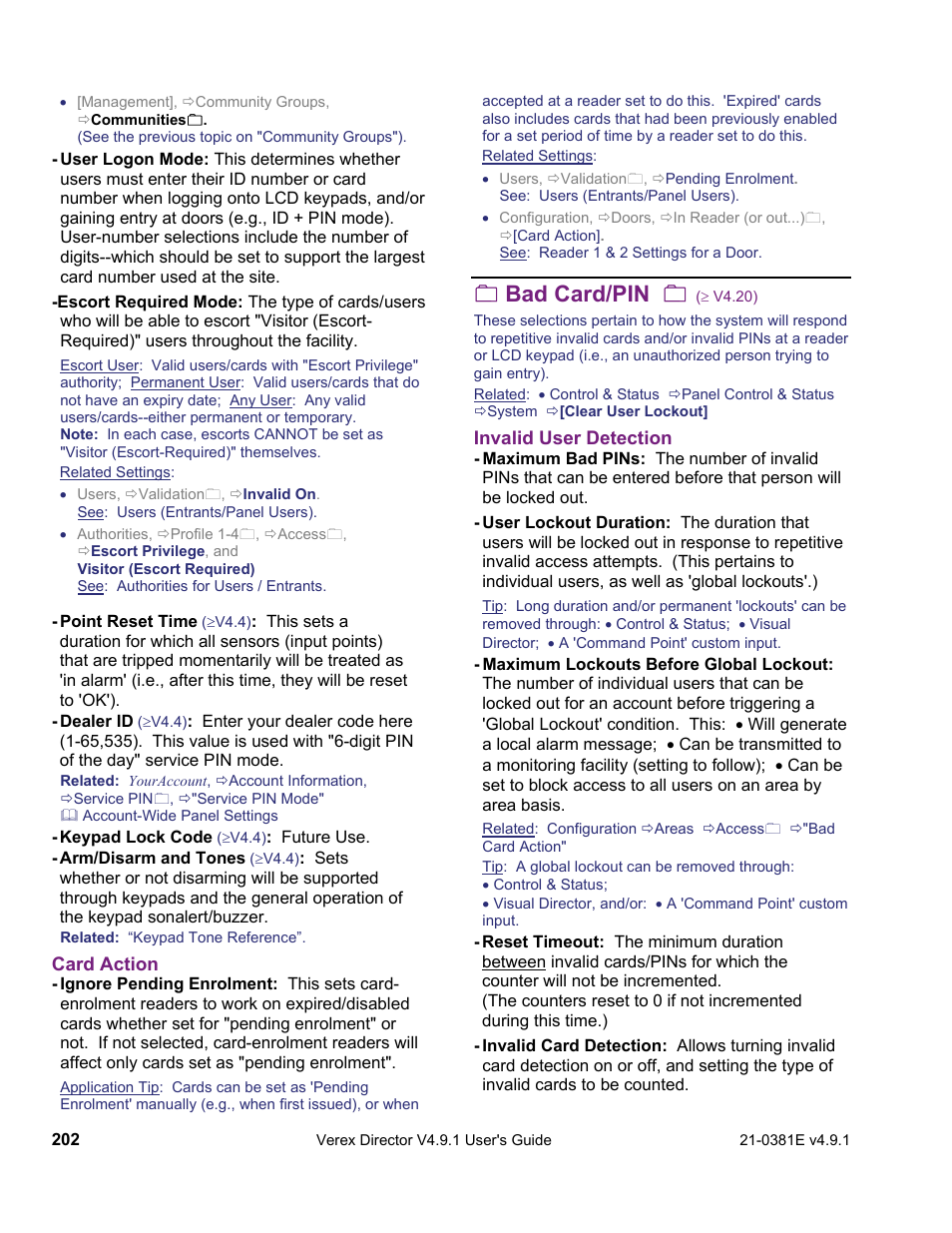 Bad card/pin | Interlogix VEREX Director User Manual | Page 210 / 383