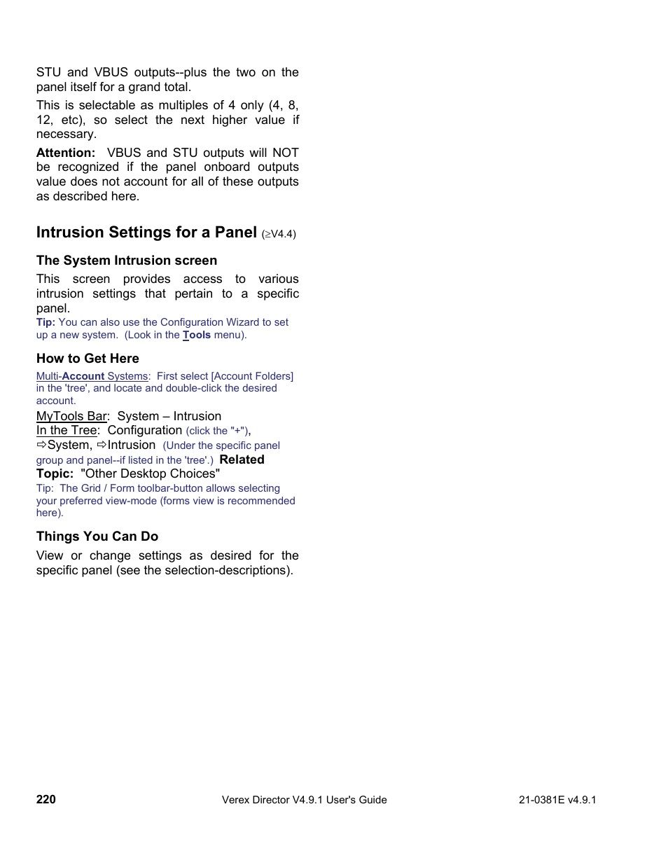 Intrusion settings for a panel | Interlogix VEREX Director User Manual | Page 228 / 383