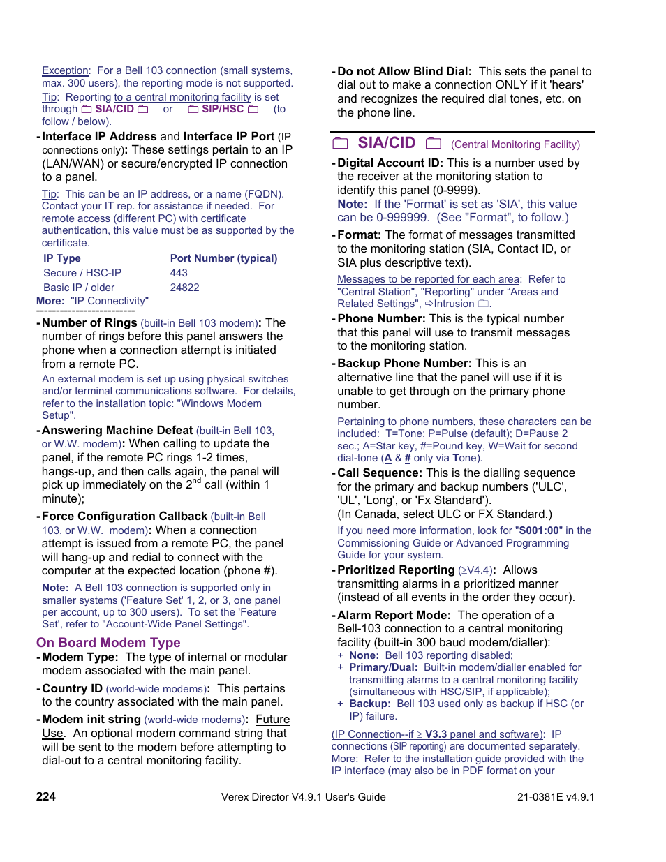 Sia/cid | Interlogix VEREX Director User Manual | Page 232 / 383